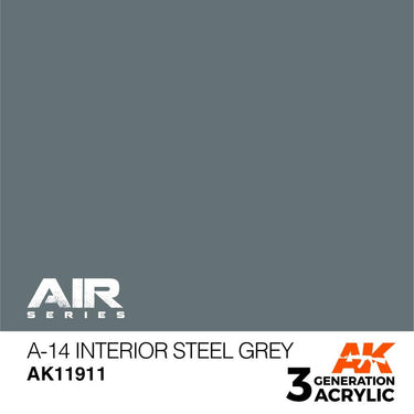 AK Interactive AK11911 Air Series A-14 Interior Steel Grey Acrylic Paint 17ml 3rd Generation